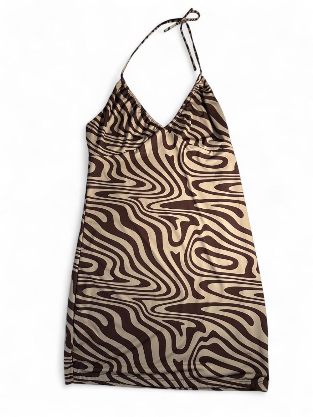 Garage Brown Swirl Halter Mini Dress